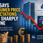 European Central Bank building with eurozone inflation chart showing lower consumer price expectations in June