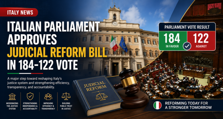 Italian Parliament Approves Judicial Reform Bill in 184-122 Vote
