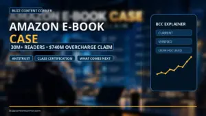 Amazon e-book antitrust case editorial banner about the proposed class and overcharge claim