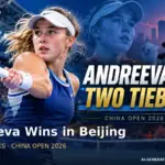 AI-generated China Open women's tennis editorial illustration