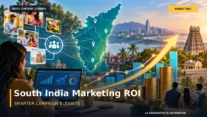 AI-generated marketing analytics illustration on campaign ROI in South India