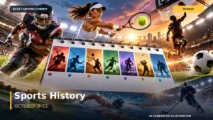 AI-generated sports events and historical anniversaries illustration