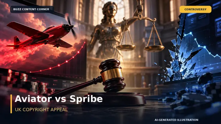 AI-generated legal copyright dispute illustration for Aviator v Spribe