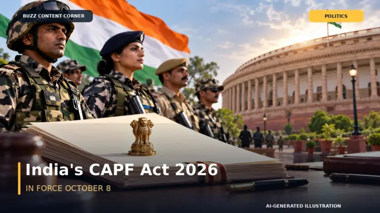 AI-generated illustration of Indian security forces and CAPF law