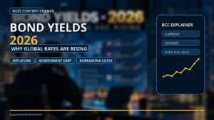 Bond Yields 2026 editorial banner about why global interest rates are rising