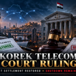 Korek Telecom court ruling with debt settlement restored and shutdown remaining in force