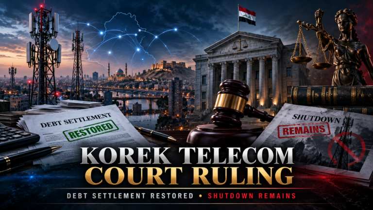 Korek Telecom court ruling with debt settlement restored and shutdown remaining in force