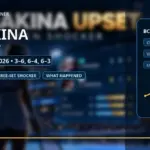 Rybakina upset at China Open 2026 editorial banner with the match score